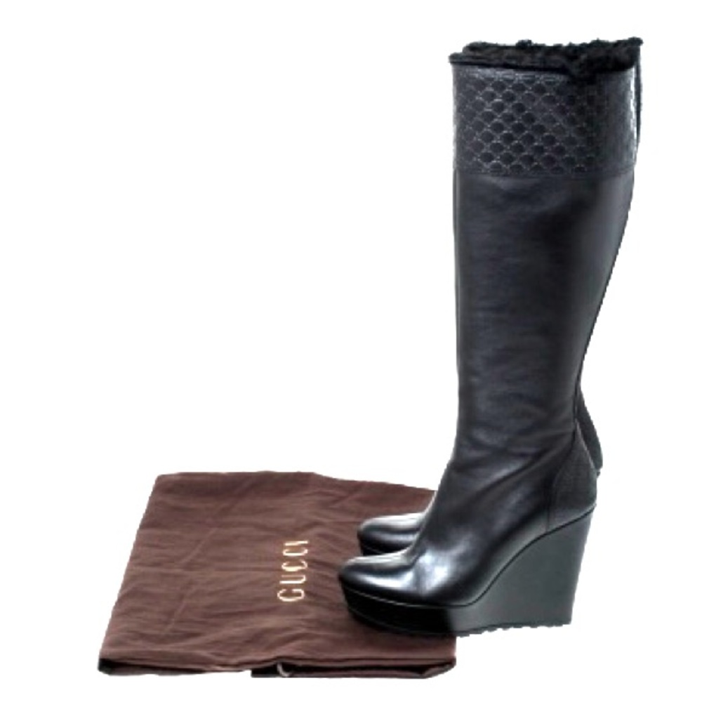 Gucci Wedge Boot (Leather/Fur)